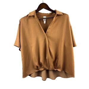 Women’s Wynne Layers XL Chocolate Brown Short Sleeve Blouse